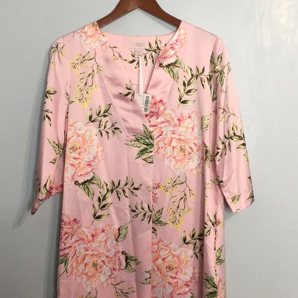 NWT Cabernet Sleep Sense satin floral long sleeve midi night gown sz S - Picture 4 of 7
